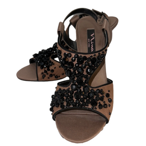 Nina Beaded Satin Leather Upper Slingback Heels Size 7 - NWOT